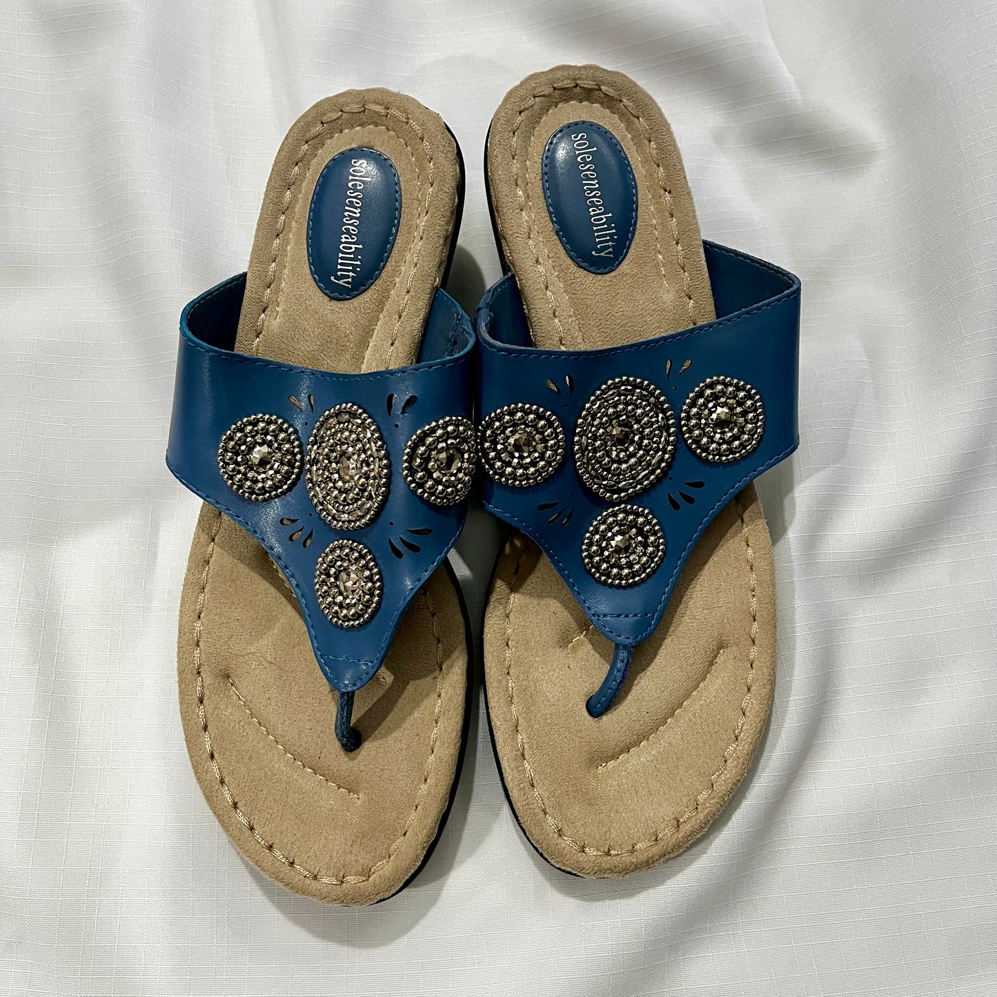 Solesenseability Beaded Blue Women's Sandals