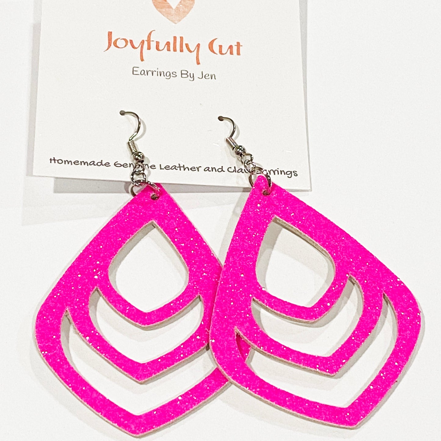 Hot Pink Leather Earrings