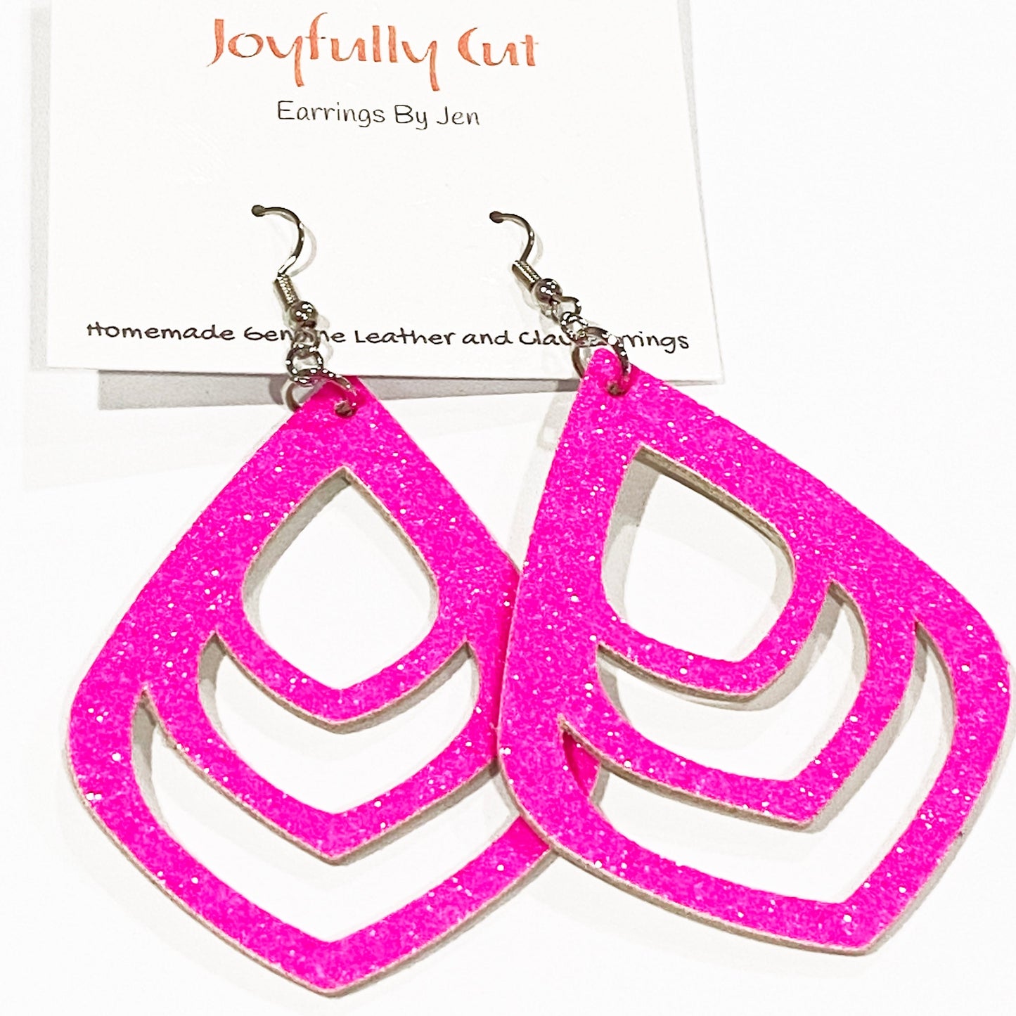 Hot Pink Leather Earrings