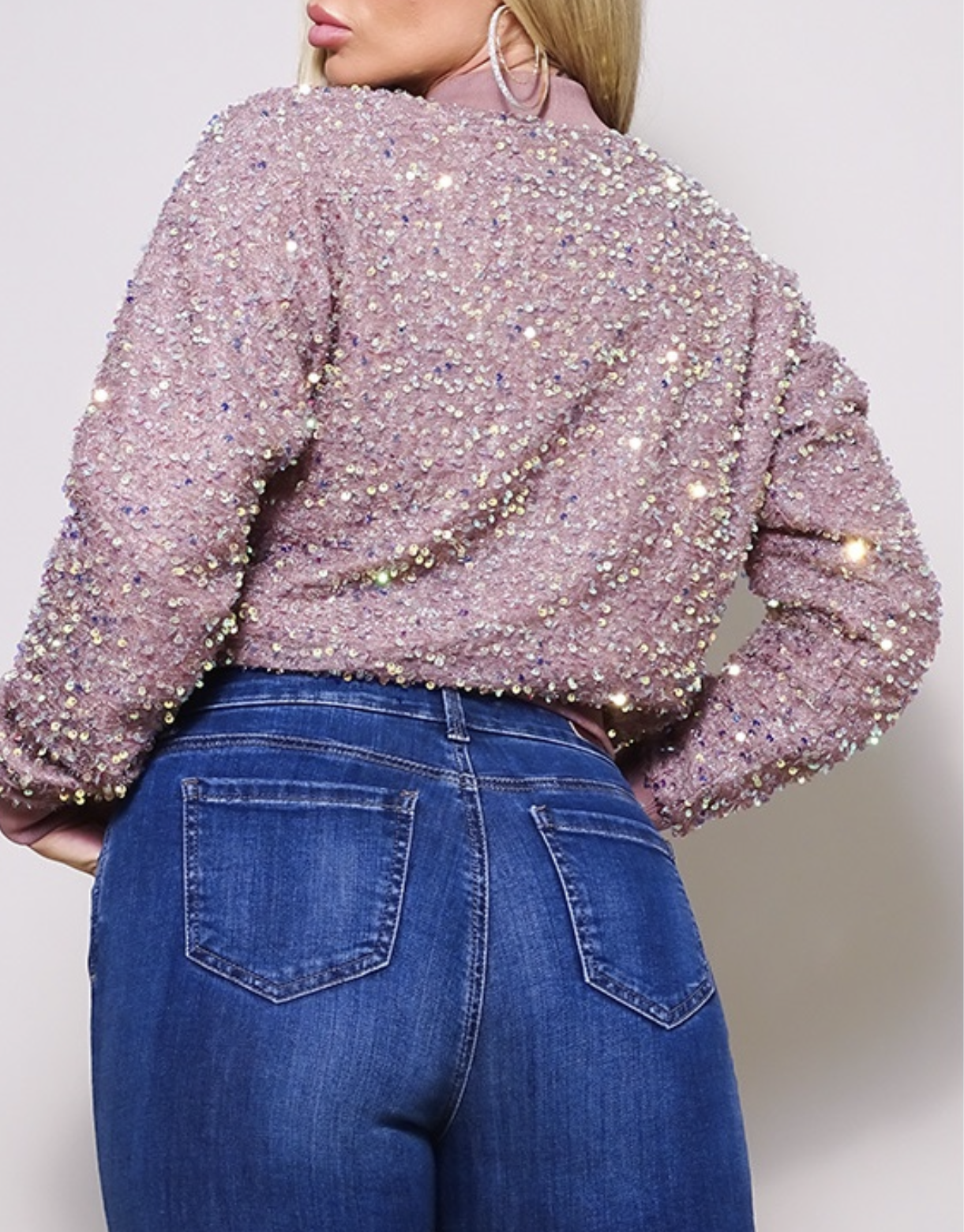 Sequin Bomber Jacket Small