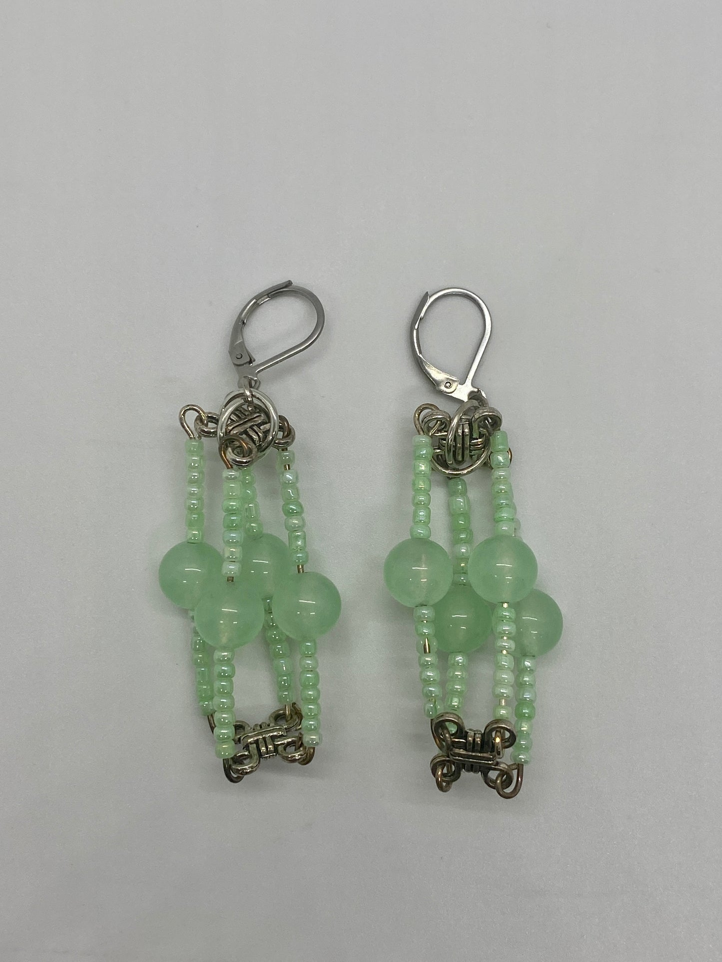 Mint Green Beaded 3D Earrings