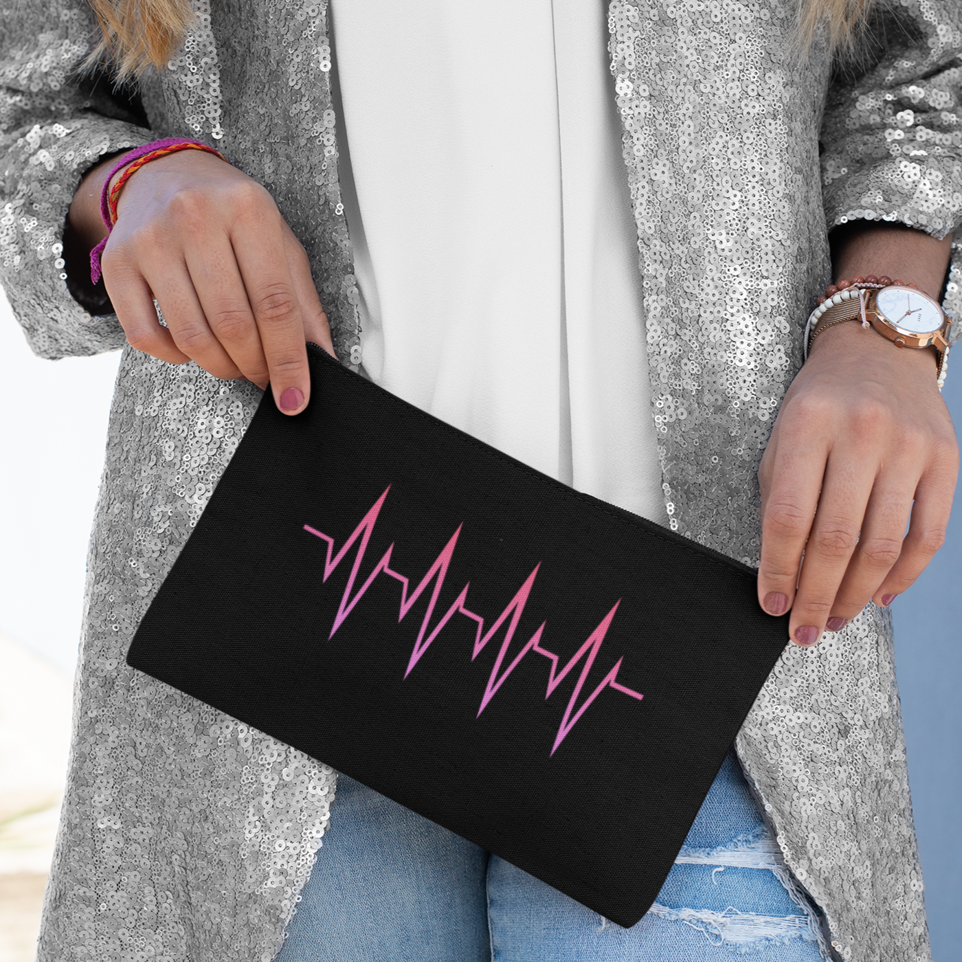 Heartbeat Canvas Pouch